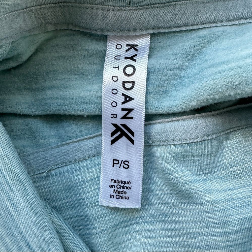 EUC Kyodan Pullover Heather Green Funnel Neck Thumbholes Zip Pockets Small - Picture 7 of 15